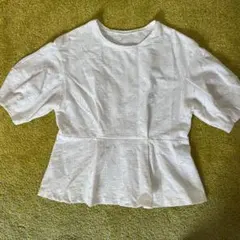 ホワイト ペプラム トップス 半袖