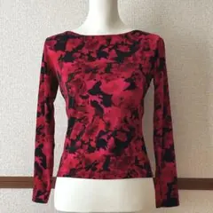 CHACOTTチャコット　社交ダンスウエア　トップス　花柄　黒赤　Mサイズ