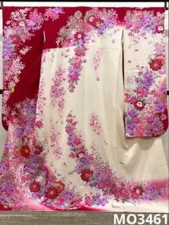 振袖 仮絵羽 vivi 銀通し 刺繍 紋意匠 正絹 未仕立て品 八掛付き 総絞り振袖 仮絵羽 振り比翼付き 正絹 未仕立て品 八掛付き MOK914