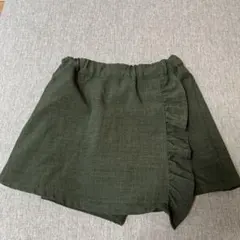 薄手フリル付きショートパンツ(カーキ140cm)