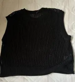 【新品】GU ジーユー　メッシュセーター ノースリーブ　L ブラック　黒