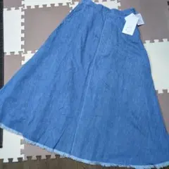 しまむら　デニムブルー フレアスカート 新品　L