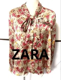ZARA 花柄 シャツ ブラウス リボン