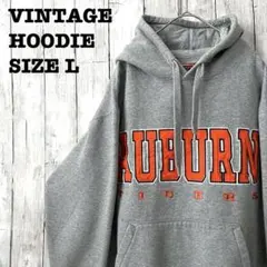 アメリカ古着COLOSSEUM カレッジ刺繍ロゴスエットパーカー　サイズLグレー