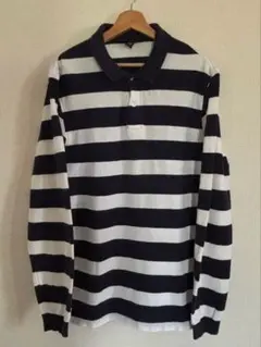 00s Lands' End ストライプ 長袖ポロシャツ ラガーシャツ
