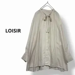 定価¥24,200 LOISIR コットンサテンタンブラーボウタイタックブラウス