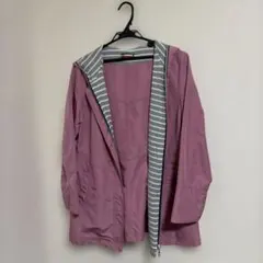 ストライプフード付きピンクジャケット