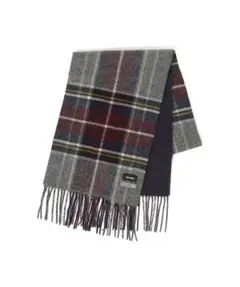 BEAMS ウール チェック柄マフラー リバーシブル フリンジ付き