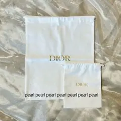 DIOR ディオール◆新品 ゴールドロゴ 巾着ポーチ 中小 2枚セット
