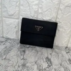 PRADA プラダ 三角プレート ナイロン×サフィアーノ ミニ財布 三つ折り財布