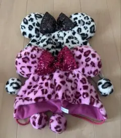 ディズニー　ディズニーランド　ヒョウ柄　ファンキャップ　帽子　被り物　ピンク　白