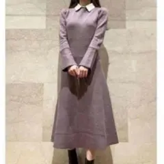 SNIDEL ホワイトカラーニットワンピース