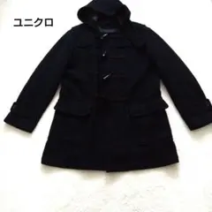 ユニクロ 　ダッフルコート　 フード付き　黒　L