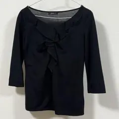 コムサイズム 黒 フリル付き 五分袖 トップス　美品