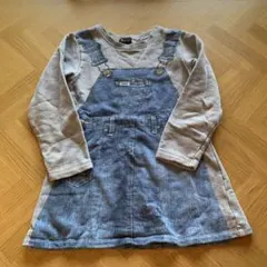 Lee デニムオーバーオールトレーナーワンピース 140