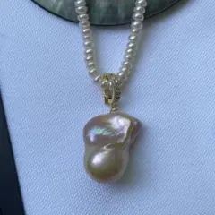 天然淡水パールペンダント　オイスターバロック　天然色　大粒　ハンドメイド