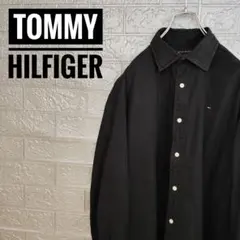 トミーヒルフィガーTOMMY HILFIGER古着長袖シャツ　ワンポイント刺繍