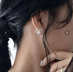 オープンフラワーパールピアス シルバー