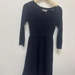 Mystrada マイストラーダ ネイビー リブ編み長袖ワンピース 38 美品