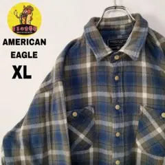 usa古着 AMERICAN EAGLE　ヘビーネルシャツ　モスグリーンブルー