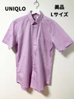 UNIQLO 紫　チェック柄 ボタンダウンシャツ　L