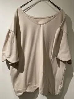 w closet スカラップデザイン半袖カットソー ベージュ　ダブルクローゼットのサムネイル