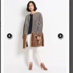 エージーバイアクアガール フェイクムートン ノーカラー コート 新品未使用品