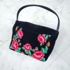 フェイラー FEILER ハンドバッグ 黒 花柄 フラワー 定番 ローズ 薔薇