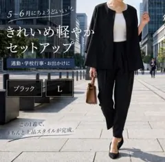 セットアップL ブラック 通勤 フォーマル 春夏 学校行事 体型カバー 新品