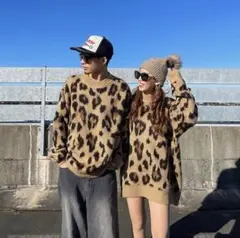 モヘアタッチレオパードニット