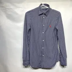 POLO RALPH LAUREN ニットドレスシャツ ストライプ ロゴ 綿のサムネイル
