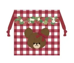 くまのがっこう いちご ボアフェイス巾着