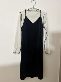 GIRLS　ベロア　キャミソールワンピース　 リブTセット　長袖　GU