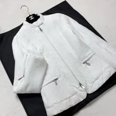 エンポリオアルマーニ　中綿ライダースジャケット　白　レディース　38