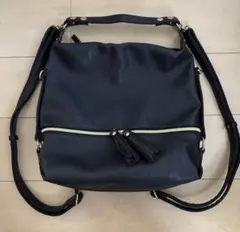 フェイクレザー　ブラック　3ウェイバック　リュック、ショルダー、手持ち