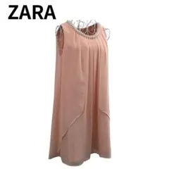 ZARA ピンク ノースリーブ パーティードレス パールネック 冠婚葬祭のサムネイル