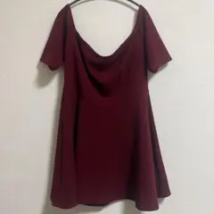 米国製 フレア ワンピース オフショル 半袖 ミニ 1X ポリエステル お呼ばれ