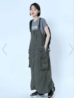 【極美品】LASUD 　シャーリングデザインジャンパースカート