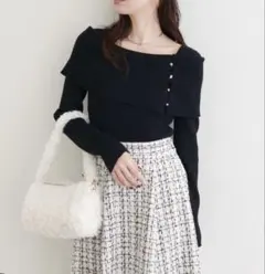 natural couture オフショルデザインニット　黒