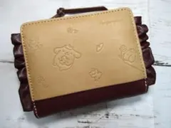 新品 財布 レディース 二つ折り ラウンド ポムポムプリン 本革 サンリオ公式！のサムネイル