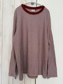 エーグル （M）Tシャツ 長袖　カットソー ボーダー　大きいサイズ　赤