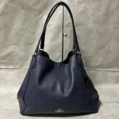 ✨極美品✨ コーチ トートバッグ イーディー ターンロック チャーム シボ革 紺