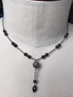 Hand made  ガーネット & シルバーネックレス