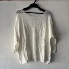 studio CLIP Fサイズ 麻　リネン 薄手セーター ホワイト 白