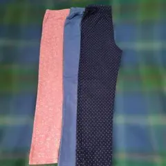 ユニクロキッズレギンス2点セット（花柄・デニム風）おまけ付110