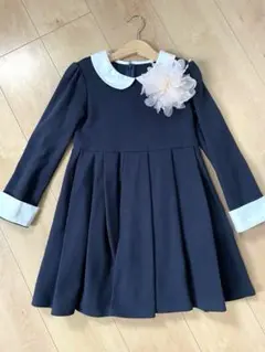 【b.ROOM】入学式　ネイビー　ワンピース 130 コサージュ付