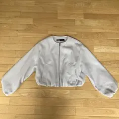 ZARA ノーカラー ボンバージャケット ブルゾン　ホワイト　M