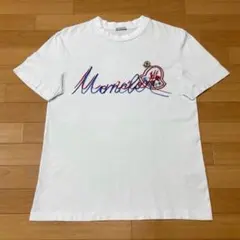 美品〕モンクレール ロゴ ホワイト S 長袖Tシャツ 国内正規品 5S468