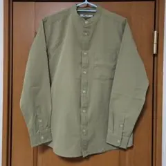 IKKA LOUNGE バンドカラーシャツ カーキ M