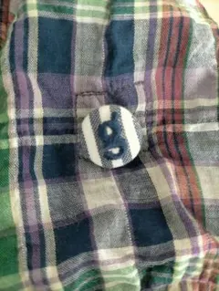 【美品】 GOOD ENOUGH ｇボタン 半袖チェックオープンカラーシャツ